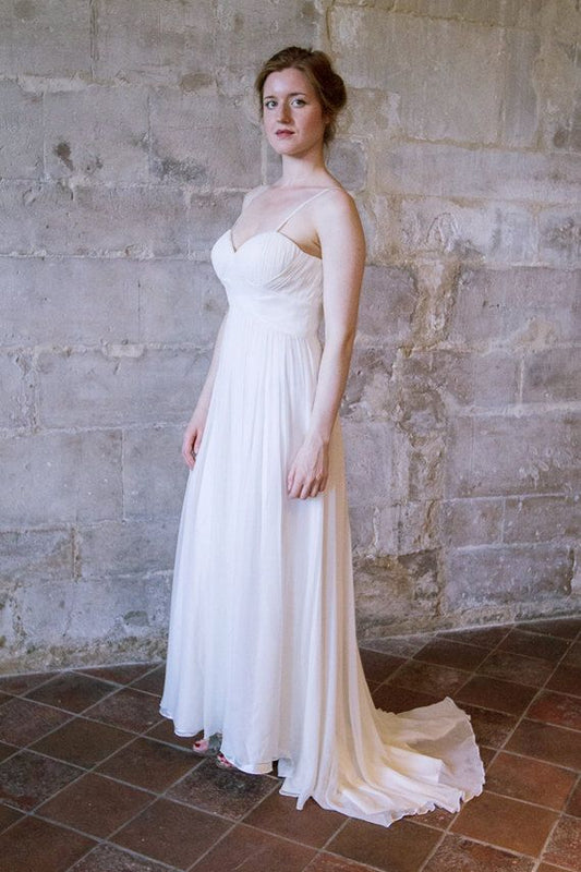 2024 Princess Wedding Dresses A-Line Spaghetti Straps Chiffon Sweetheart Long Beach Bridal Gowns