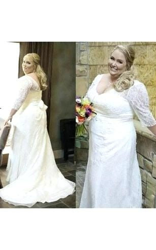 2024 Cheap Wedding Dresses Princess A-Line Long Sleeves Lace Plus Size Bridal Gowns