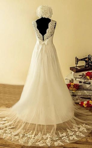 2024 Elegant Wedding Dresses Princess A-Line Sweetheart Chiffon Lace Beaded Sash Beach Bridal Gowns