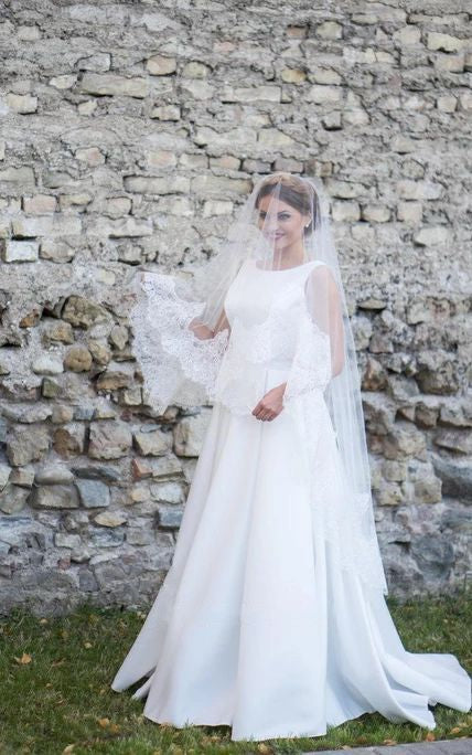 2024 Cheap Wedding Dresses Princess A-Line Satin Scoop Sleeveless Long Bridal Gowns