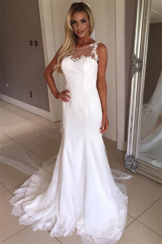 2024 Cheap Wedding Dresses Sheath White Sweetheart Lace Beach Bridal Gowns