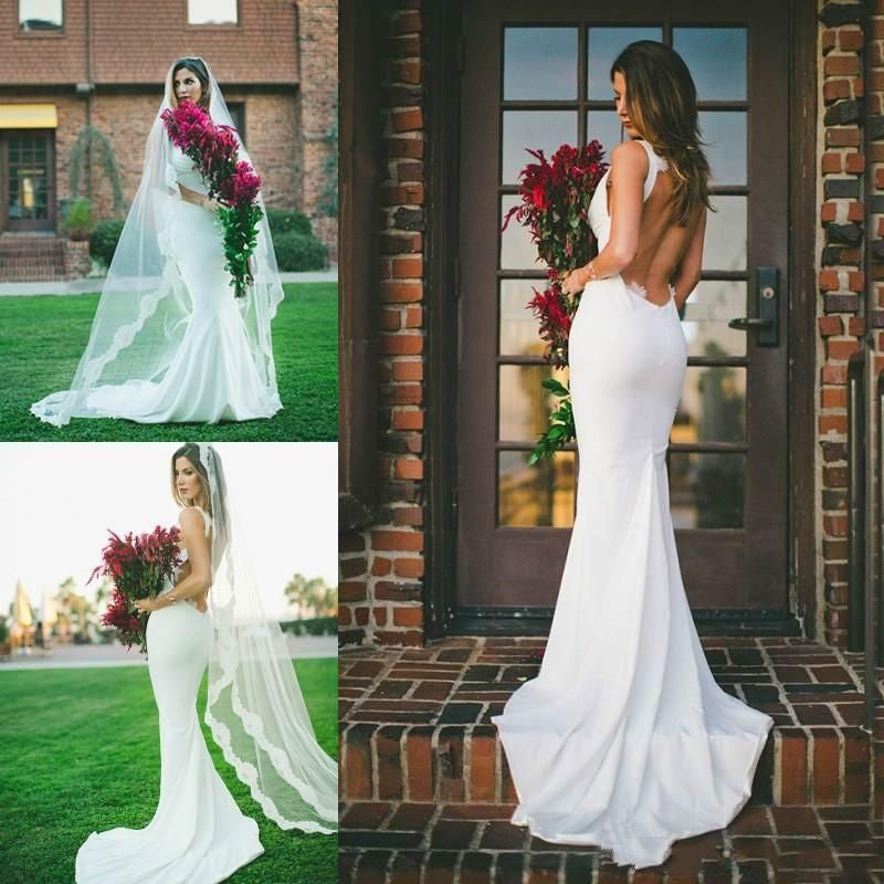 2024 Mermaid Wedding Dresses Sweetheart Elastic Satin Backless Cheap Bridal Gowns