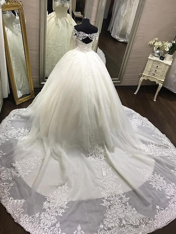 2024 Long Sleeves Wedding Dresses Off Shoulder Ball Gown Lace Hot Sale