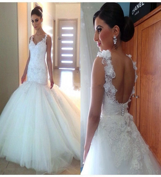 2024 Cheap Wedding Dresses Mermaid Tulle Sweetheart Backless Lace