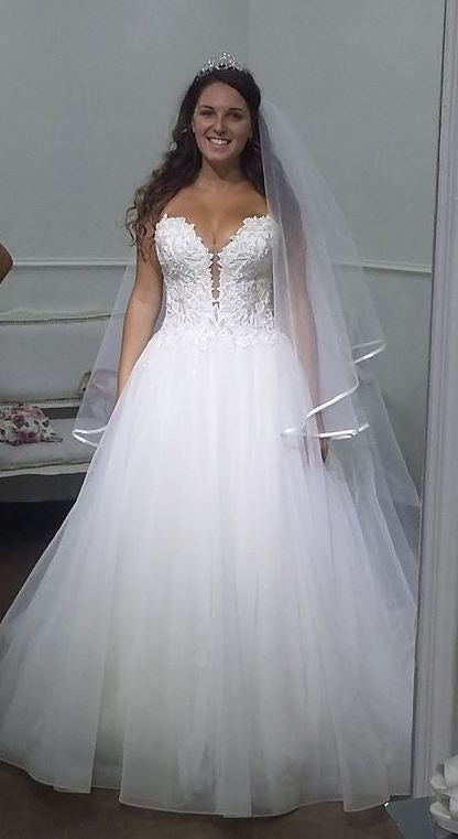 2024 Cheap Wedding Dresses Sweetheart White Organza Lace Ball Gown