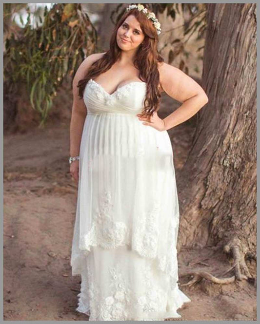 2024 New Arrival Wedding Dresses Layered Sweetheart Lace Plus Size Beach
