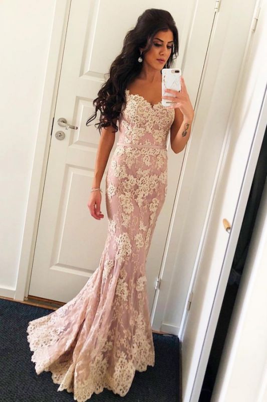 2024 Sexy Mermaid Prom Dresses Sweetheart Dusty Rose Belt Lace Floor Length