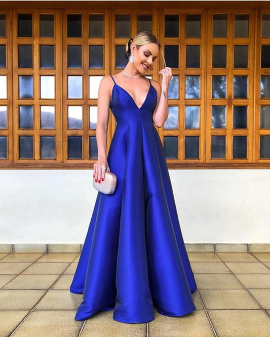 2024 Cheap Prom Dresses A Line Sweetheart Backless Royal Blue Satin