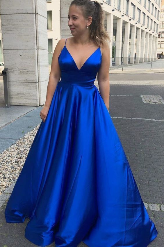 2024 Cheap Prom Dresses A Line Sweetheart Royal Blue Empire Long