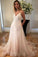 Halter Tulle A Line V Neck Beach Wedding Dresses With Appliques