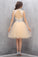 Two Piece High Neck Tulle Red Beading Homecoming/Prom Dresses ED78