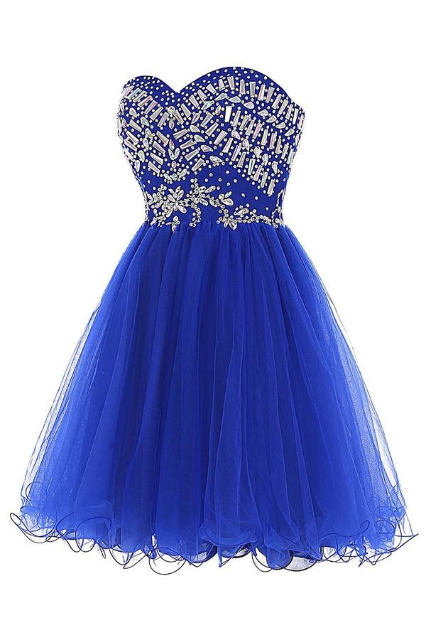 Royal Blue Tulle Sleeveless Prom Dress Homecoming Dress ED56