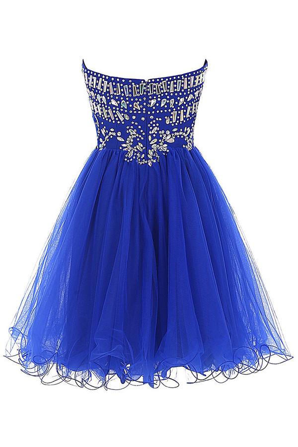 Royal Blue Tulle Sleeveless Prom Dress Homecoming Dress ED56
