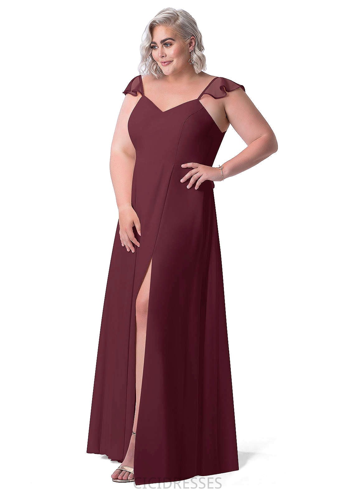 Marlie Sleeveless Floor Length A-Line/Princess Spaghetti Staps Tulle Natural Waist Bridesmaid Dresses