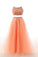 Two Pieces Orange Red Beaded Long Prom Graduation Dresses ED0965