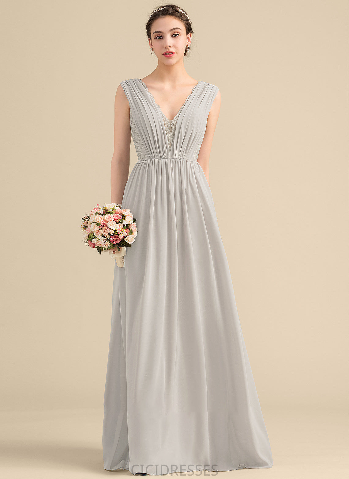 Embellishment V-neck Fabric Neckline Ruffle A-Line Length Silhouette Floor-Length Patience Natural Waist One Shoulder Bridesmaid Dresses