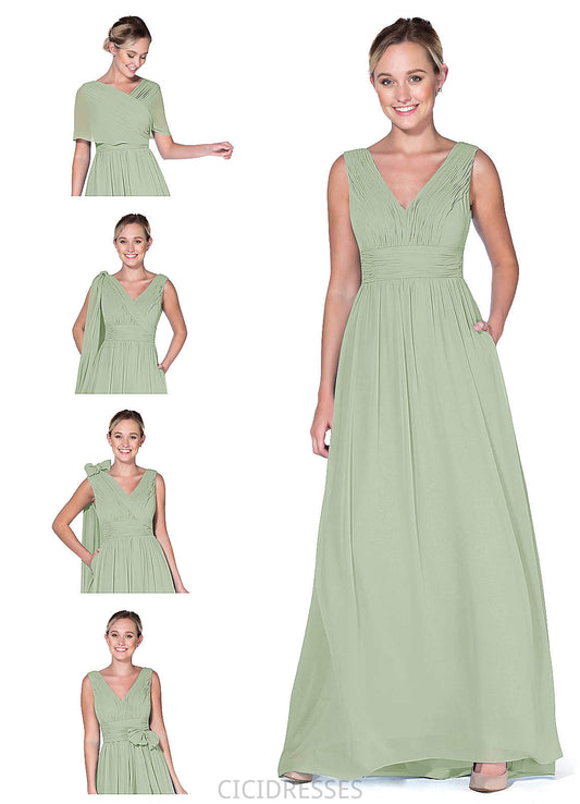 Joanna Floor Length One Shoulder Natural Waist Sleeveless A-Line/Princess Bridesmaid Dresses