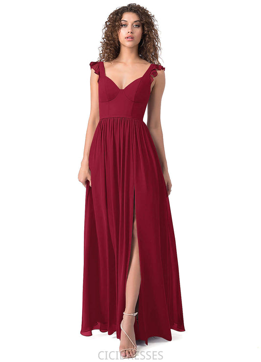 Campbell Natural Waist A-Line/Princess Floor Length Halter Sleeveless Bridesmaid Dresses
