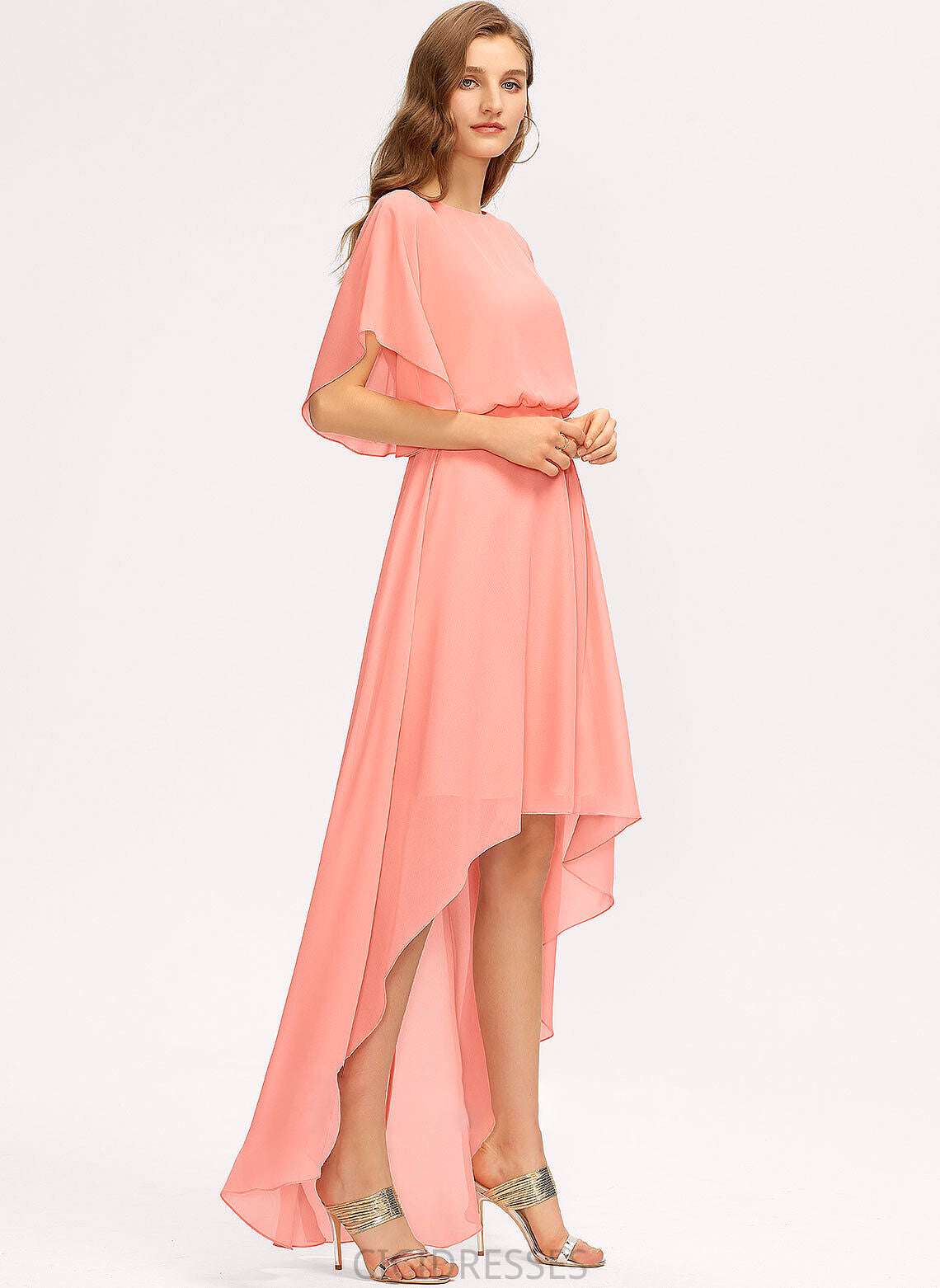 ScoopNeck Fabric Asymmetrical Neckline A-Line Silhouette Length Straps Aiyana Sleeveless Natural Waist Spaghetti Staps Bridesmaid Dresses
