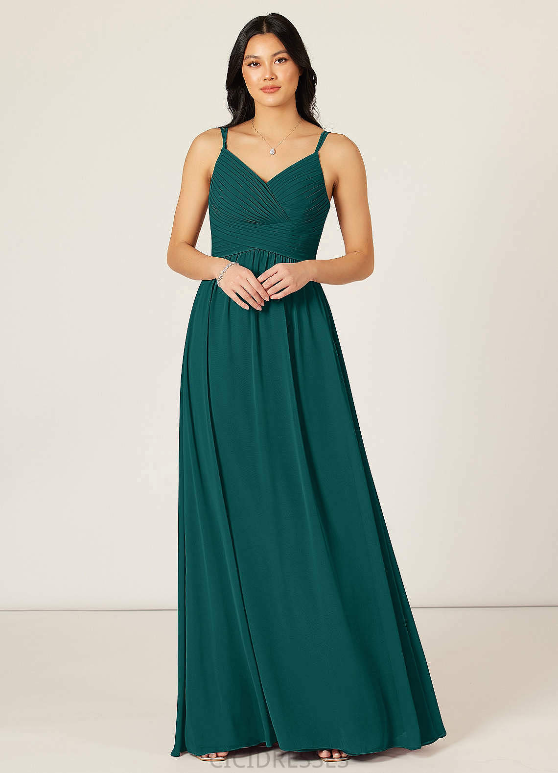 Aliya Sleeveless A-Line/Princess Halter Natural Waist Floor Length Bridesmaid Dresses