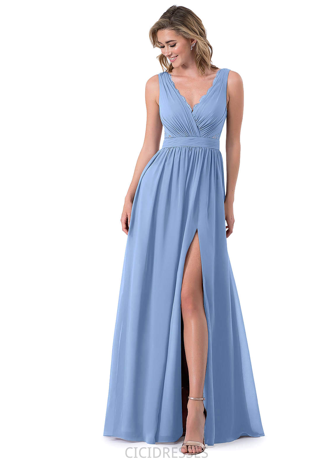 Siena Straps Knee Length Natural Waist A-Line/Princess Sleeveless Bridesmaid Dresses