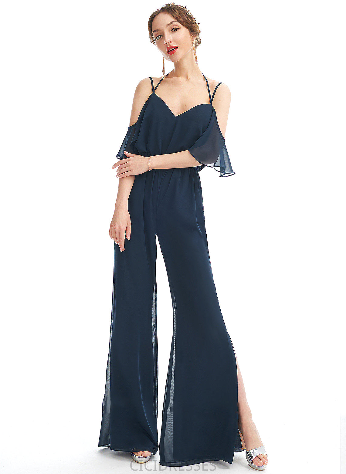 Ruffle Length Fabric Neckline Straps Floor-Length V-neck Embellishment Pru Sleeveless Natural Waist Floor Length Bridesmaid Dresses
