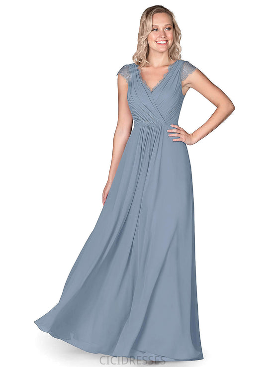 Kyra Short Sleeves Natural Waist A-Line/Princess V-Neck High Low Bridesmaid Dresses