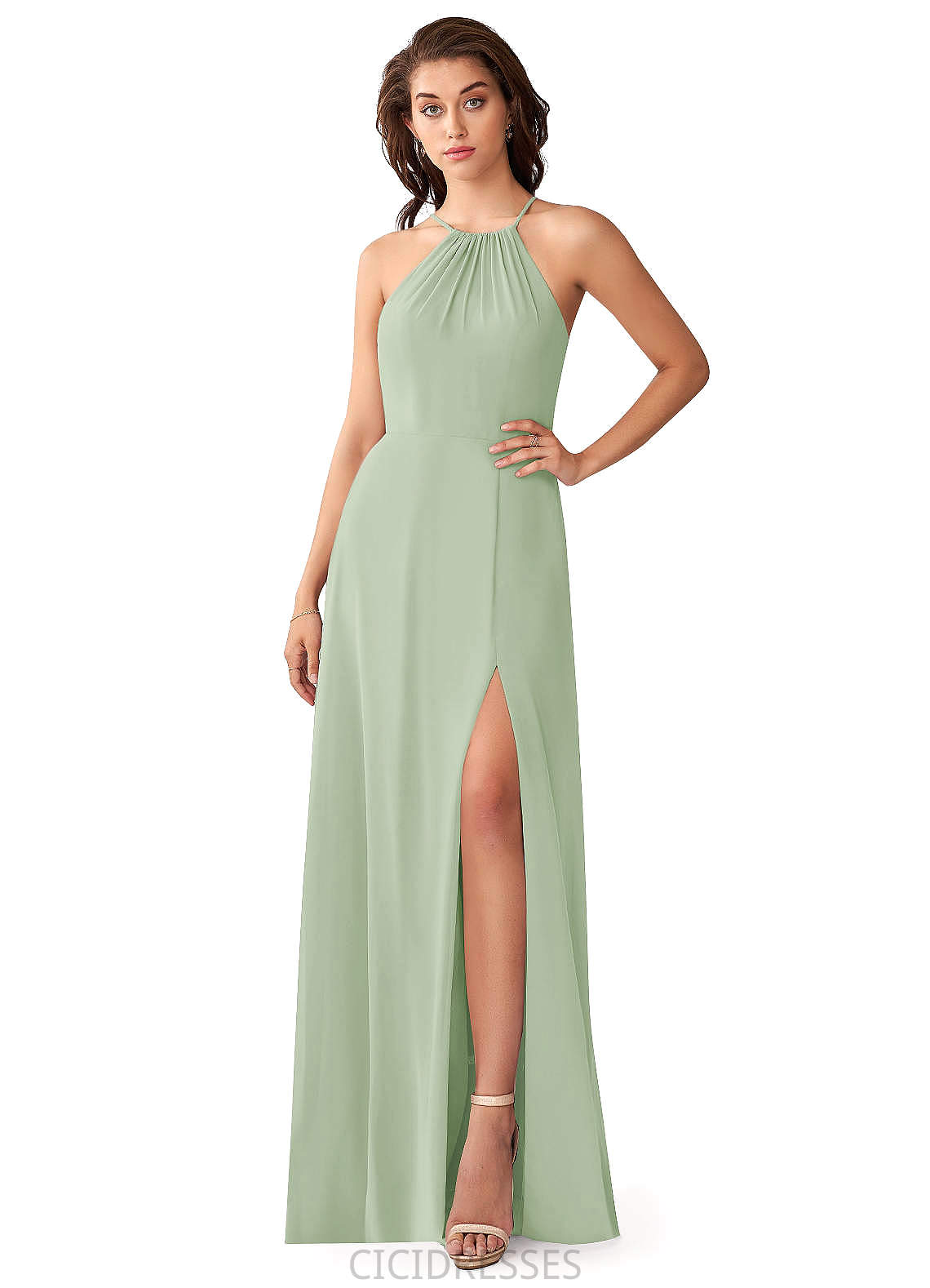 Jasmine Natural Waist Sleeveless Floor Length A-Line/Princess Spaghetti Staps Bridesmaid Dresses
