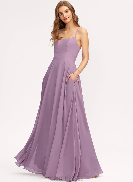 ScoopNeck A-Line Floor-Length Length Silhouette Embellishment Fabric Neckline Pockets Kianna A-Line/Princess Natural Waist Bridesmaid Dresses