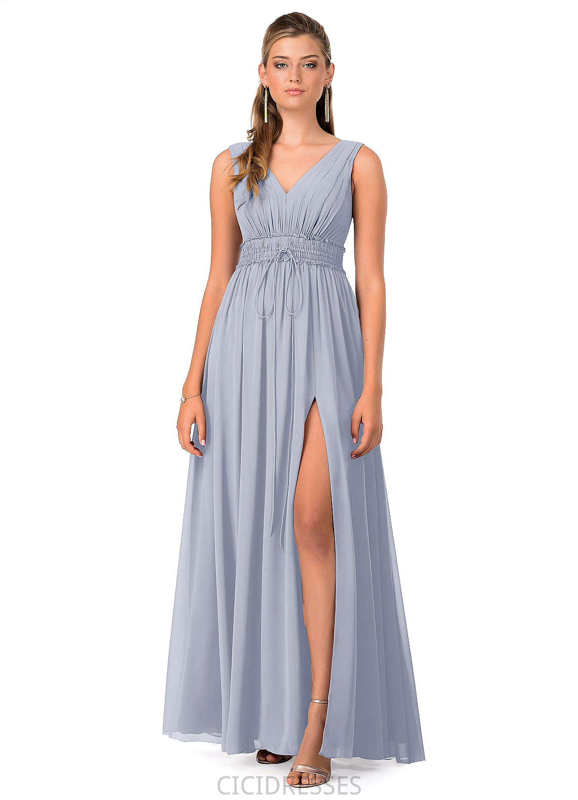 Gracelyn Sleeveless Floor Length Natural Waist Spaghetti Staps Satin Trumpet/Mermaid Bridesmaid Dresses