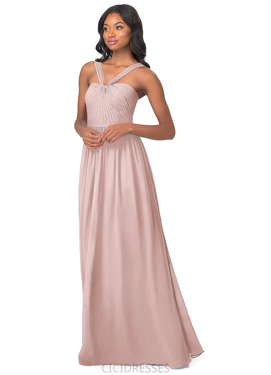 Harmony Sleeveless Floor Length Spaghetti Staps A-Line/Princess Natural Waist Bridesmaid Dresses