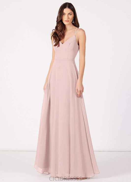Lillian Natural Waist Floor Length V-Neck Sleeveless A-Line/Princess Bridesmaid Dresses