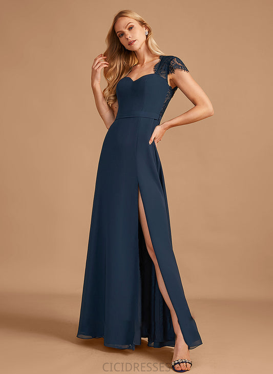 SplitFront Fabric Embellishment Floor-Length Silhouette Neckline V-neck Length Lace A-Line Katharine Empire Waist Bridesmaid Dresses