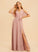 A-Line V-neck Neckline Floor-Length SplitFront Embellishment Fabric Silhouette Length Millicent Natural Waist Spaghetti Staps Bridesmaid Dresses