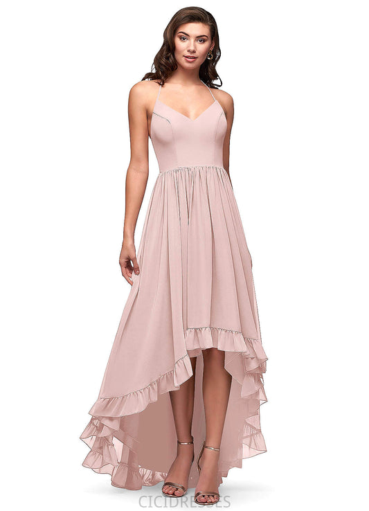 Elena Natural Waist Off The Shoulder A-Line/Princess Floor Length Sleeveless Bridesmaid Dresses