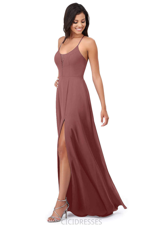 Leia Sleeveless A-Line/Princess Floor Length Spaghetti Staps Natural Waist Bridesmaid Dresses