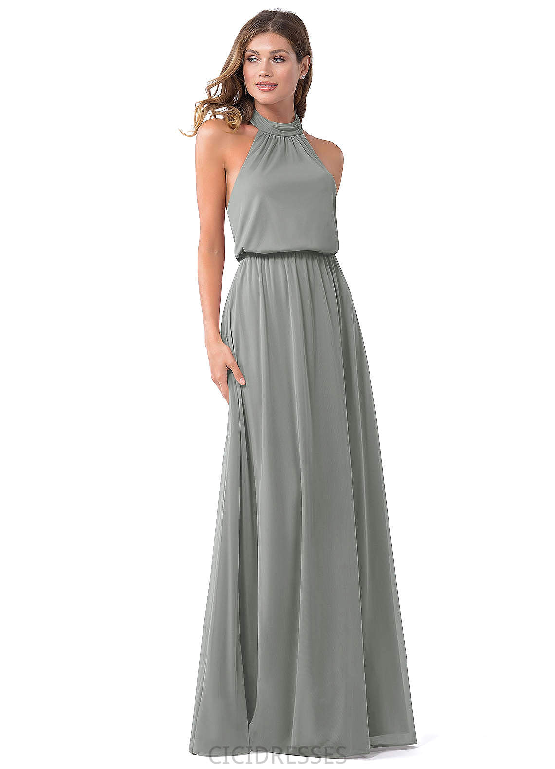 Alana One Shoulder A-Line/Princess Floor Length Sleeveless Natural Waist Bridesmaid Dresses