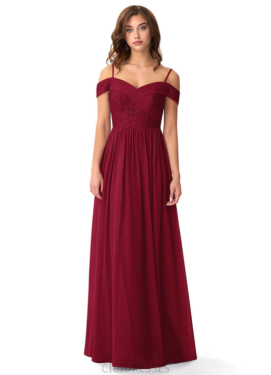 Joy Floor Length Natural Waist Sleeveless Off The Shoulder A-Line/Princess Bridesmaid Dresses