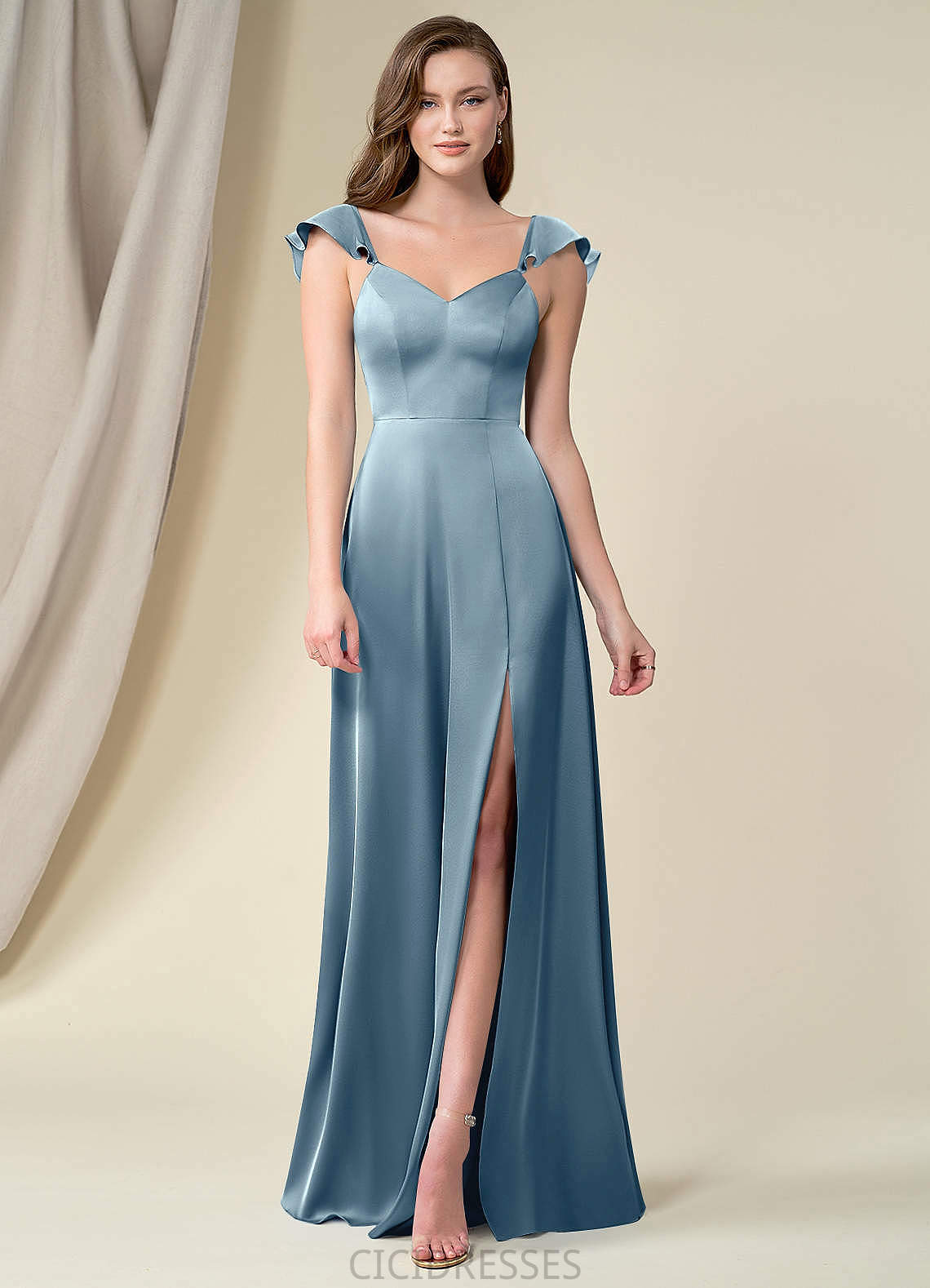 Destiny Floor Length Sleeveless Straps Natural Waist A-Line/Princess Bridesmaid Dresses