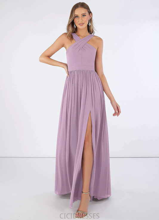 Layla A-Line/Princess Floor Length Natural Waist Sleeveless V-Neck Bridesmaid Dresses