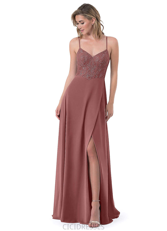 Mallory Sleeveless Natural Waist A-Line/Princess Floor Length Spaghetti Staps Bridesmaid Dresses