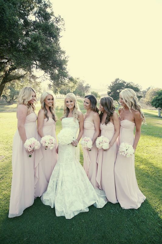 2024 New Arrival A Line Chiffon Pearl Pink Long Bridesmaid Dresses / Gowns