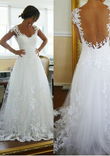 2024 Backless Lace Wedding Dresses / Gowns