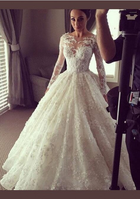 Ball Gown Long Sleeves 2024 Lace wedding Dresses