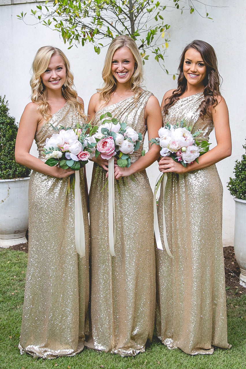 One Shoulder Sequence 2024 Long Bridesmaid Dresses