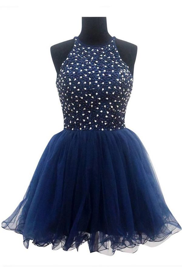 Ball Gown Navy Blue Prom Dresses Homecoming Dresses ED61