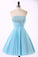 Sleeveless Blue Chiffon Beading Homecoming/Prom Dresses ED69