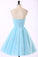 Sleeveless Blue Chiffon Beading Homecoming/Prom Dresses ED69