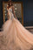 Appliques Straps Mermaid Tulle Champagne Prom Dresses