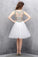 Knee-length White Tulle Homecoming Dress with Beading ED82